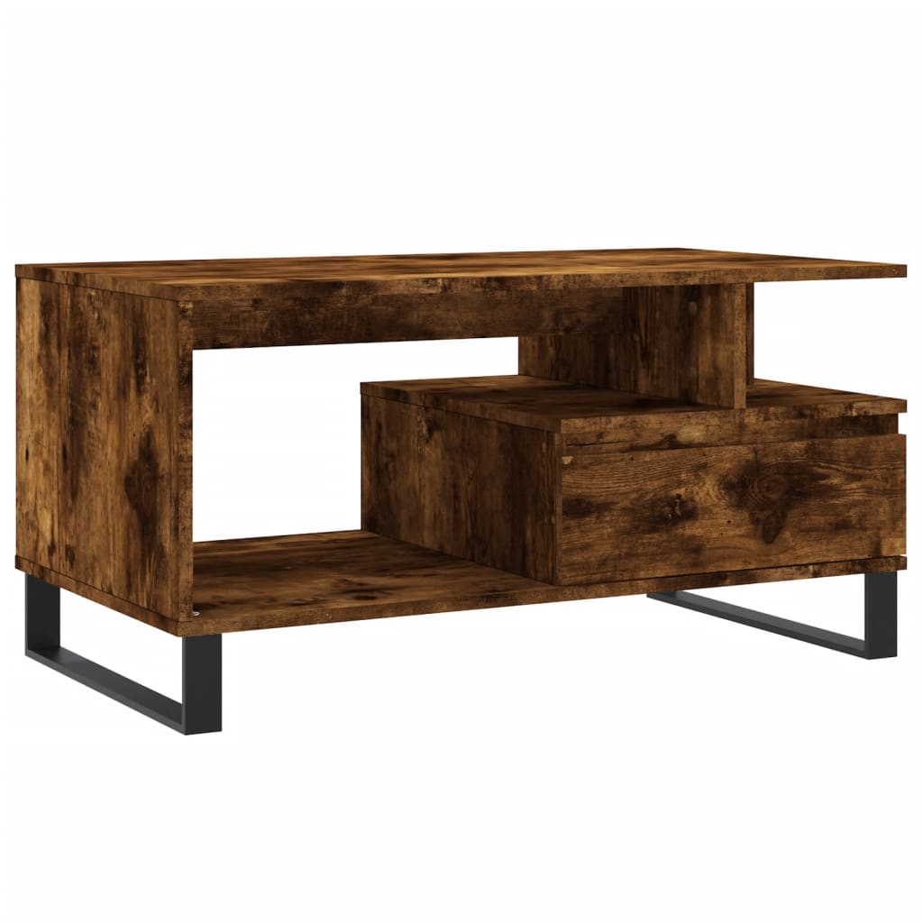 Coffee table smoked oak 90x49x45 cm wood material