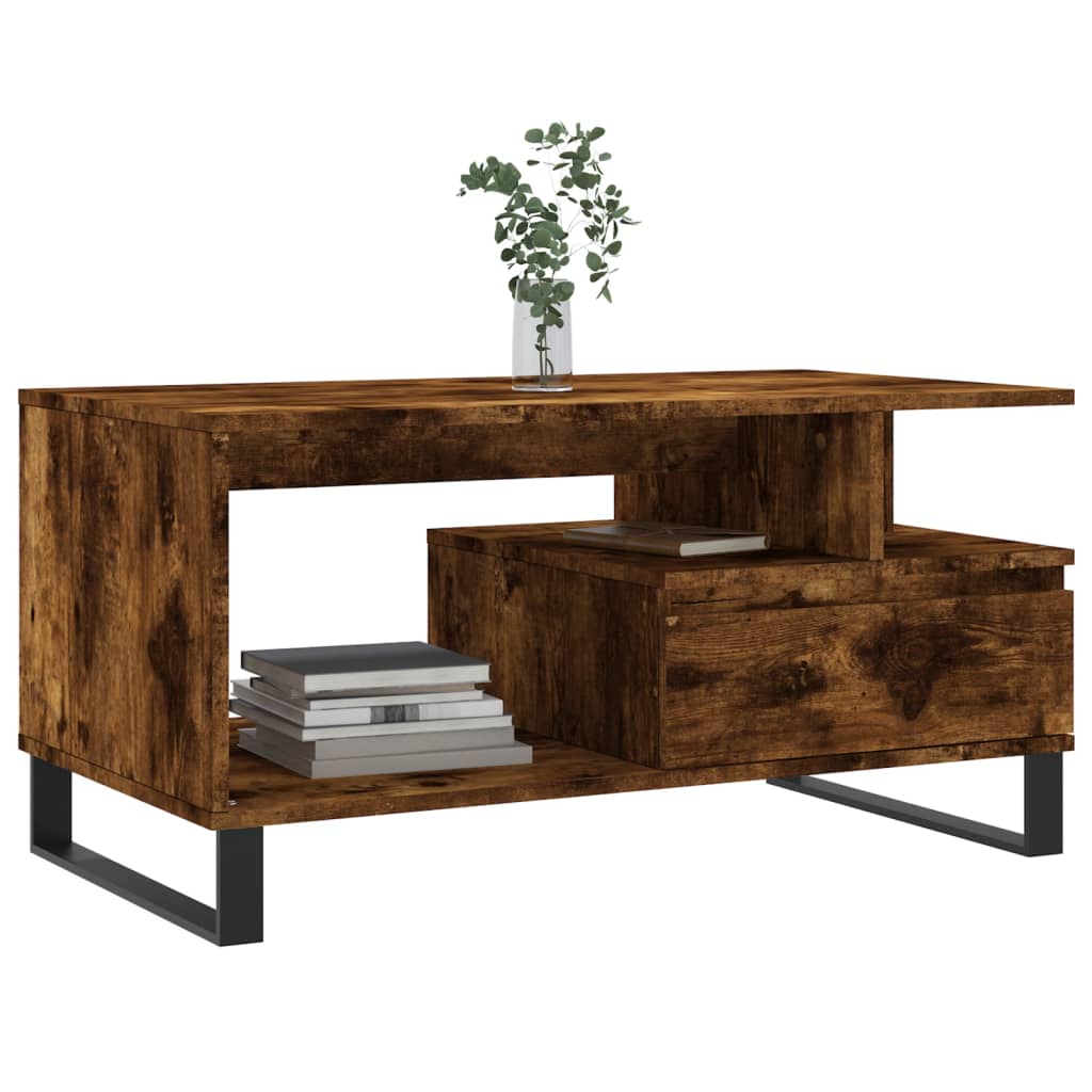Coffee table smoked oak 90x49x45 cm wood material