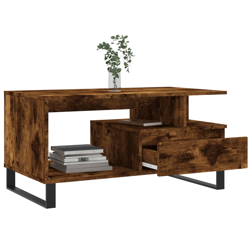 Coffee table smoked oak 90x49x45 cm wood material