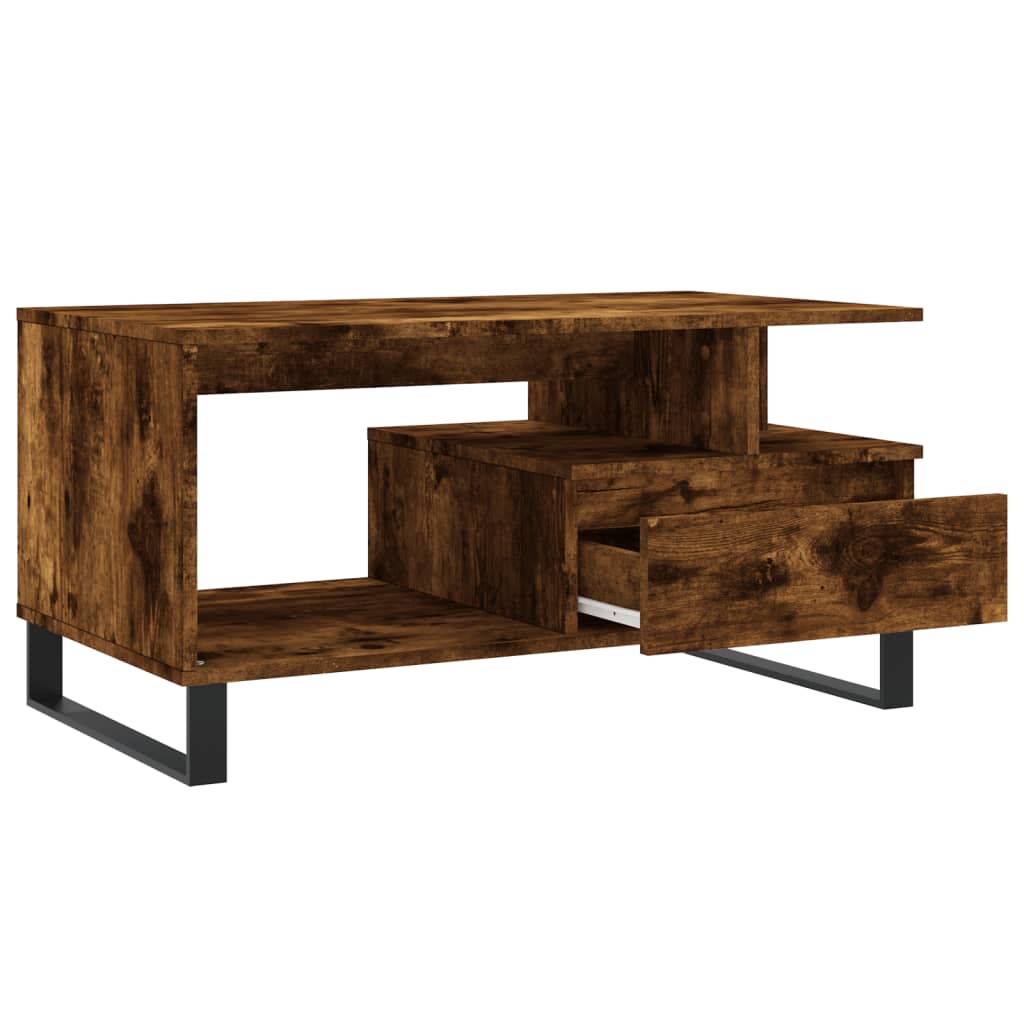 Coffee table smoked oak 90x49x45 cm wood material