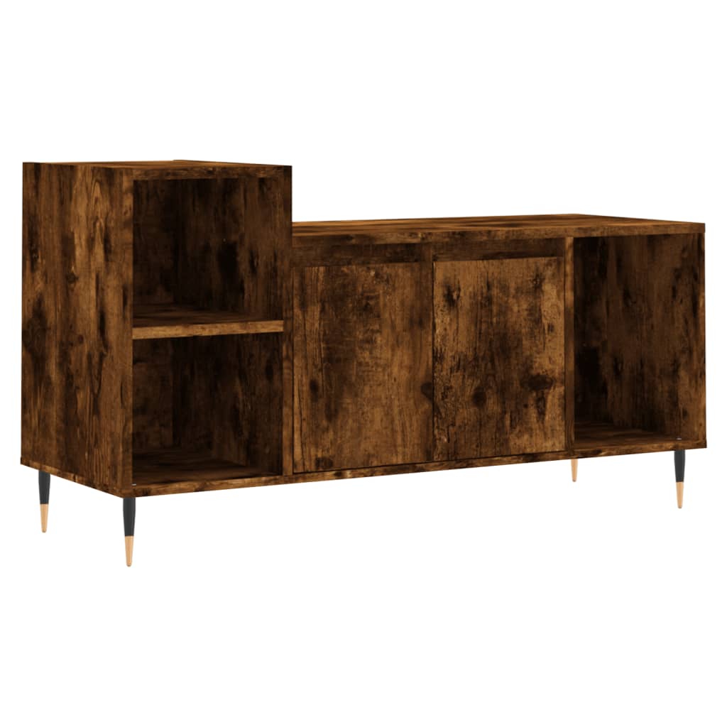 Meuble TV chêne fumé 100x35x55 cm matériau bois