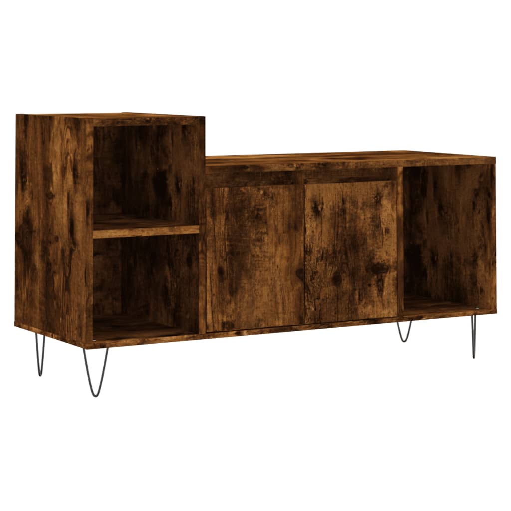 Meuble TV chêne fumé 100x35x55 cm matériau bois