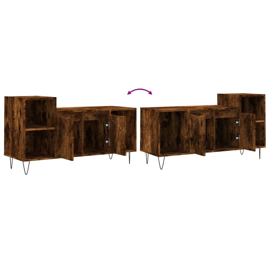 Meuble TV chêne fumé 100x35x55 cm matériau bois