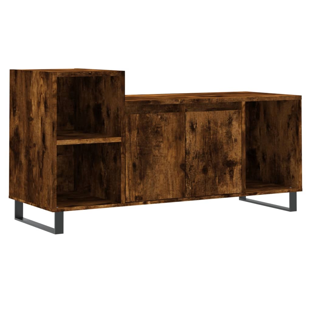Meuble TV chêne fumé 100x35x55 cm matériau bois