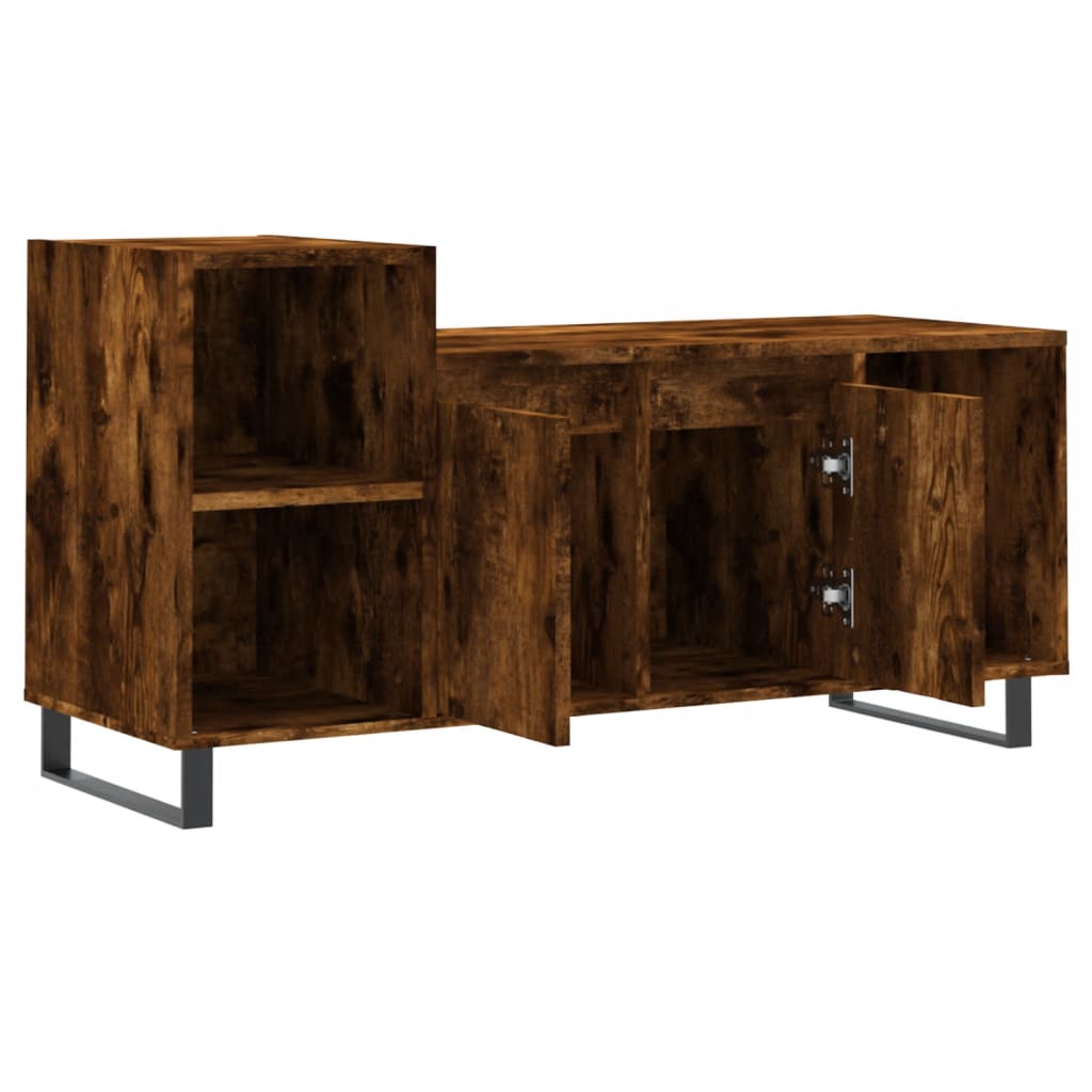Meuble TV chêne fumé 100x35x55 cm matériau bois