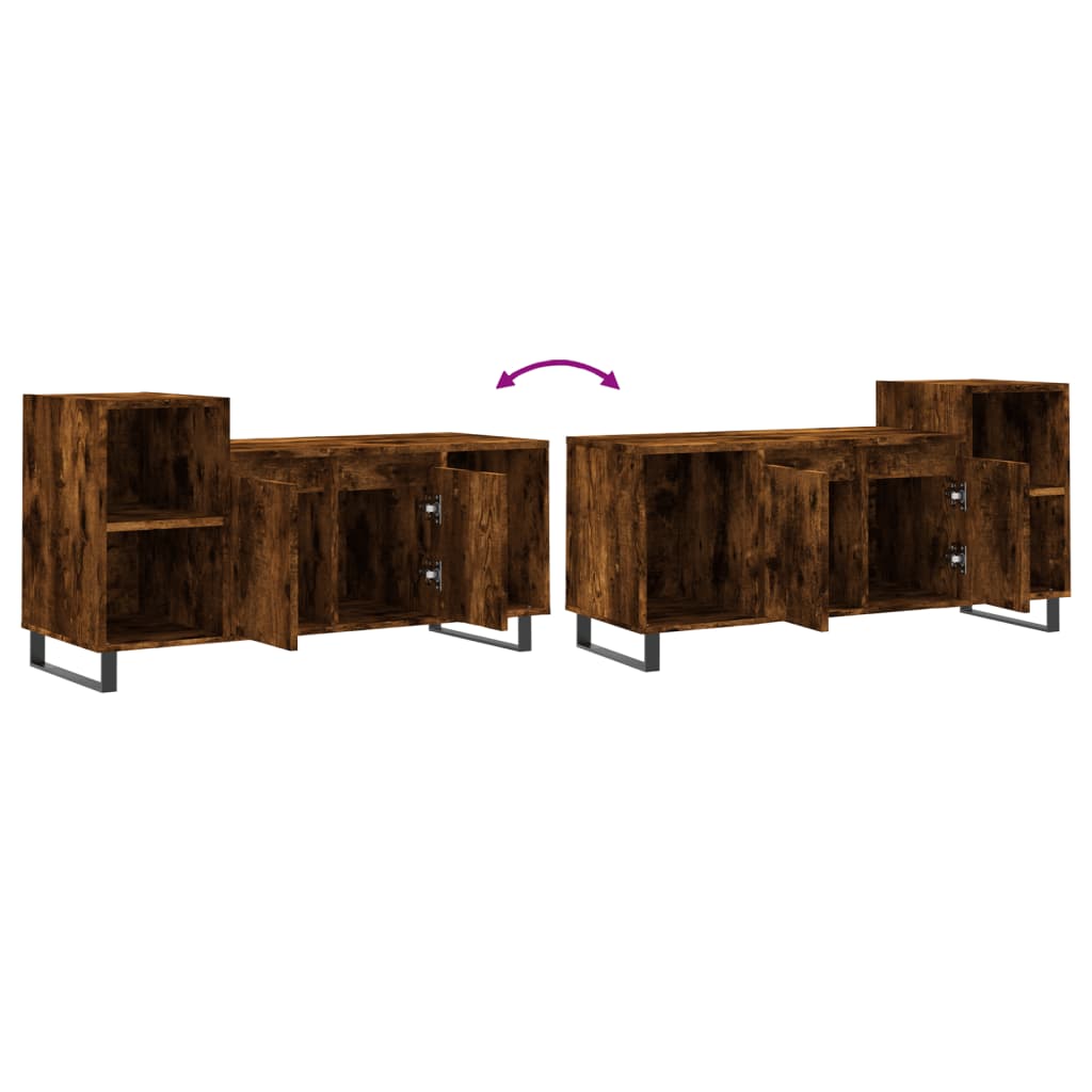 Meuble TV chêne fumé 100x35x55 cm matériau bois