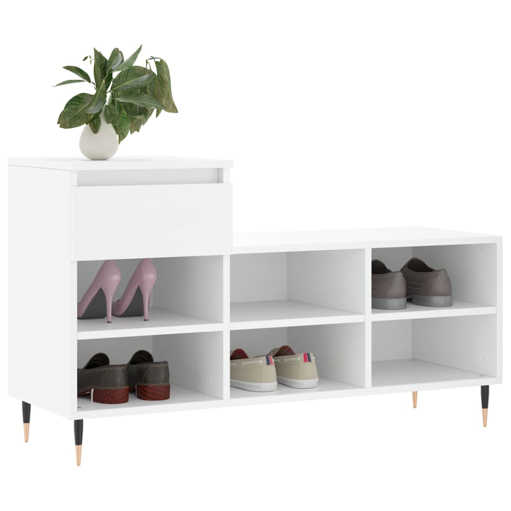 Étagère à chaussures blanc 102x36x60 cm en bois