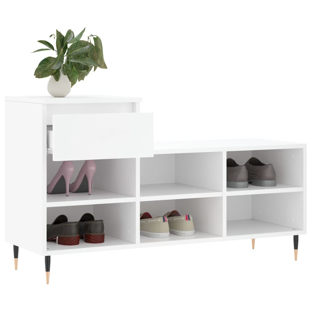 Étagère à chaussures blanc 102x36x60 cm en bois
