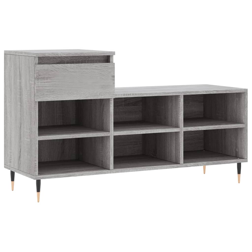 Étagère à chaussures gris Sonoma 102x36x60 cm en bois