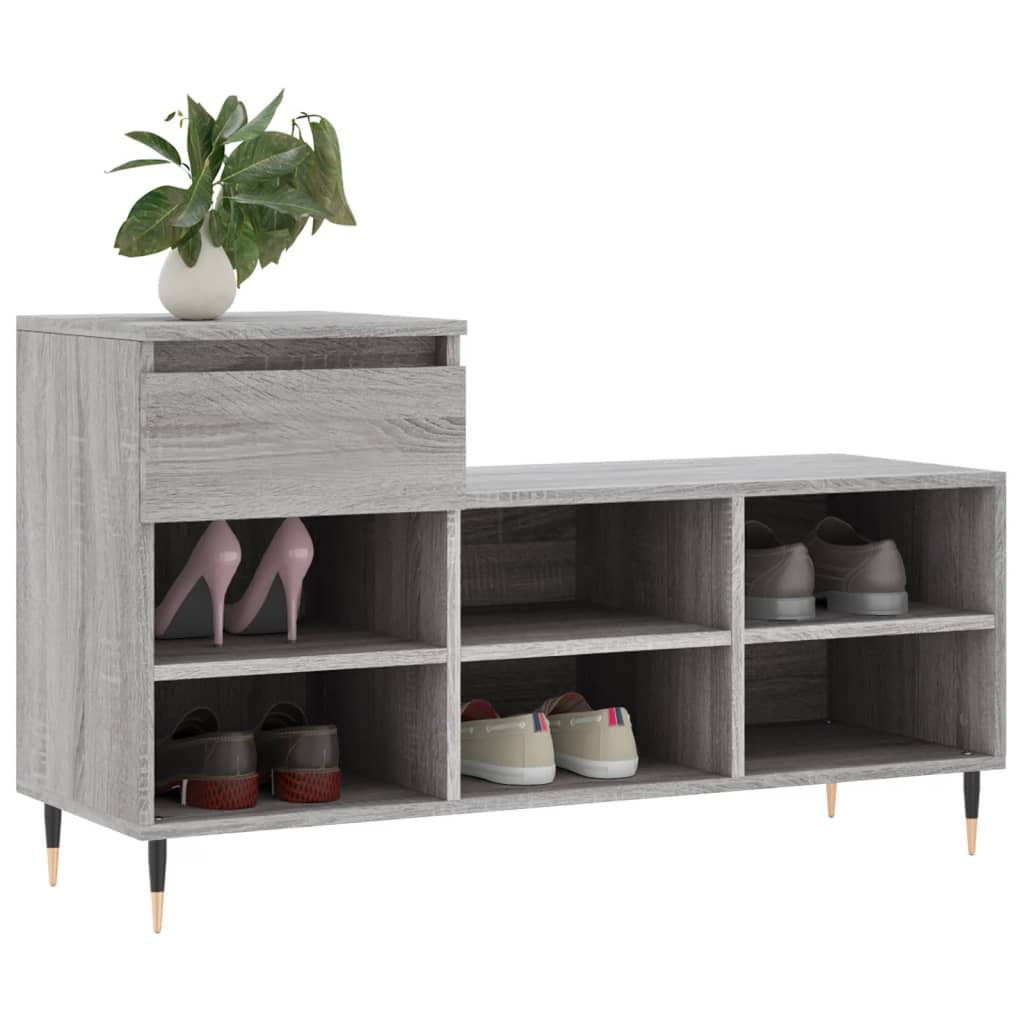 Étagère à chaussures gris Sonoma 102x36x60 cm en bois