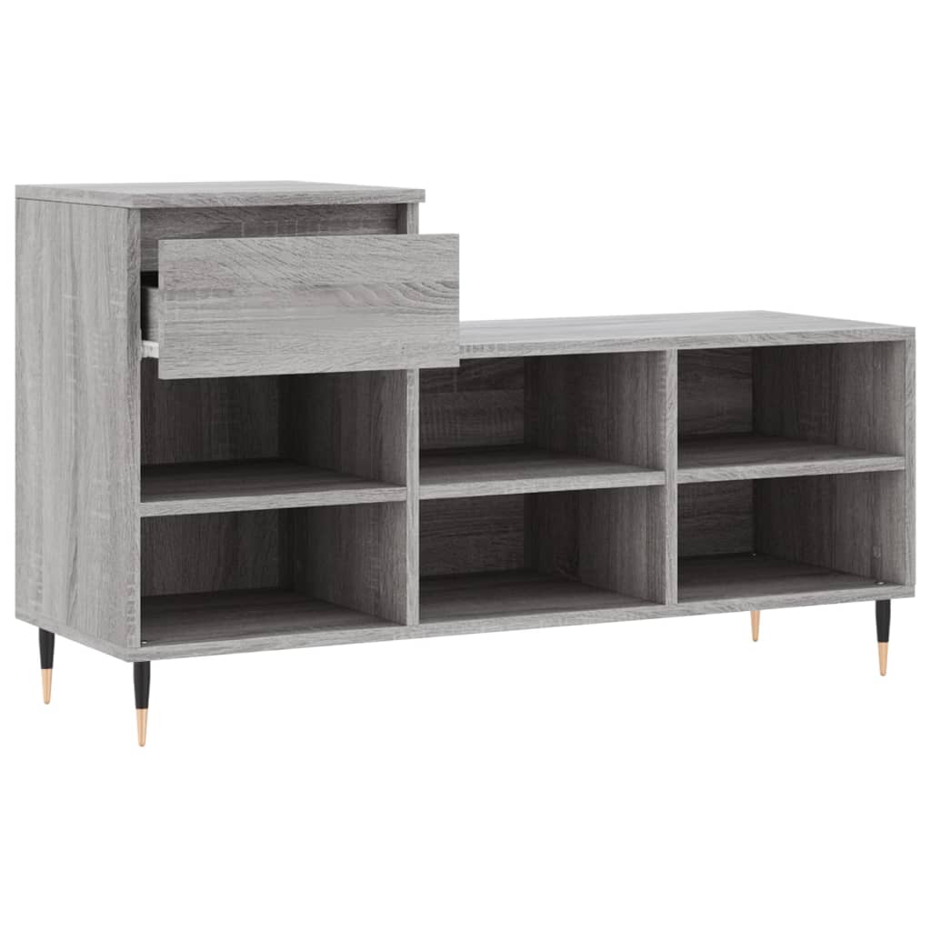 Étagère à chaussures gris Sonoma 102x36x60 cm en bois