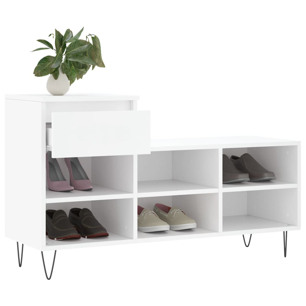 Étagère à chaussures blanc 102x36x60 cm en bois