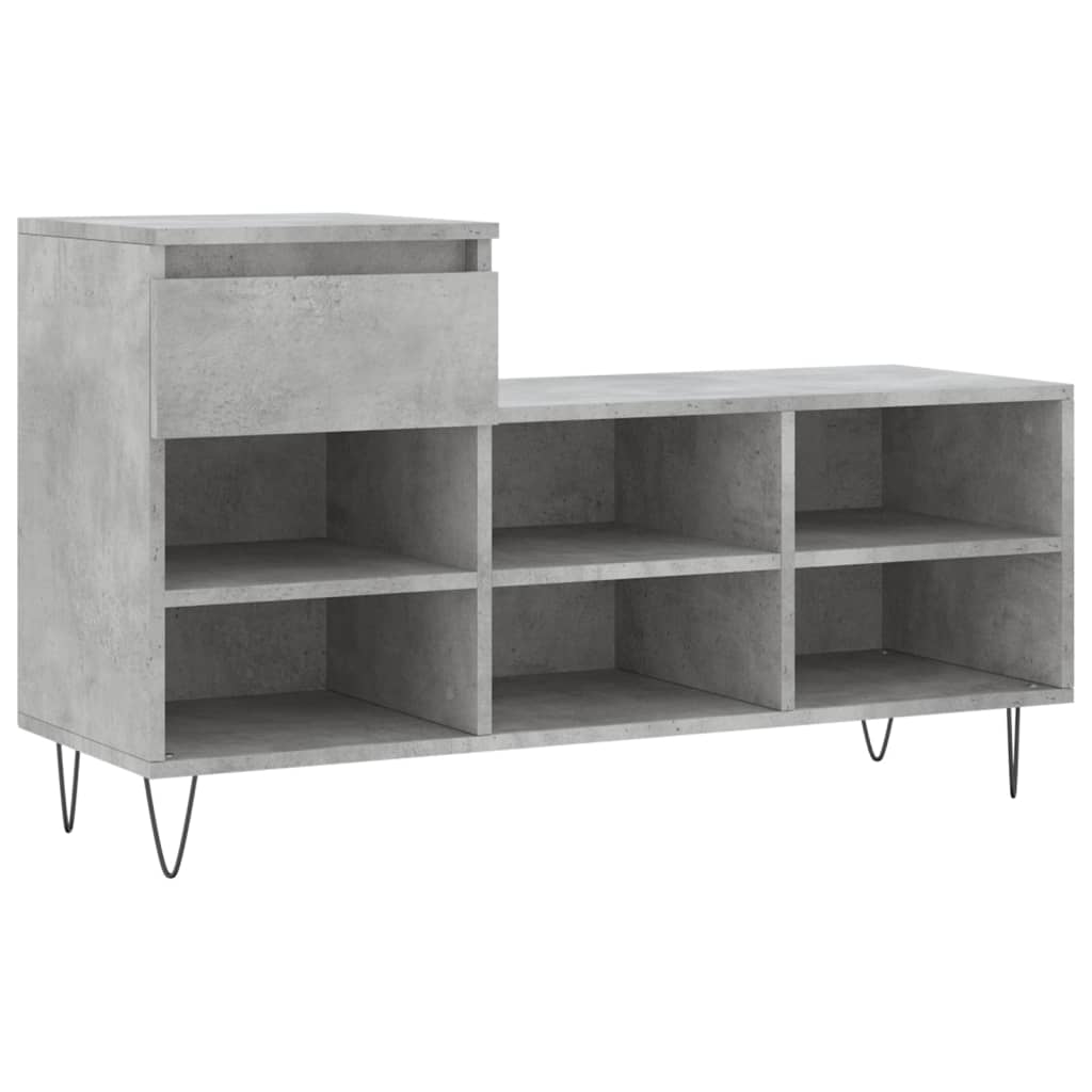 Étagère à chaussures gris béton 102x36x60 cm en bois