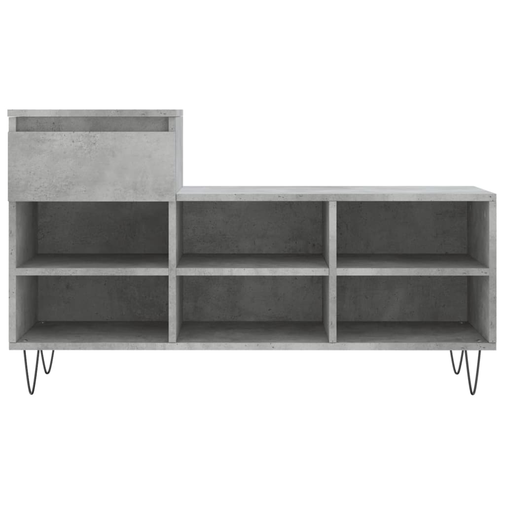 Étagère à chaussures gris béton 102x36x60 cm en bois