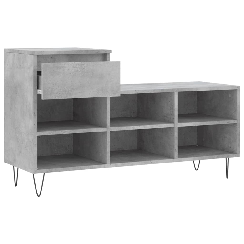 Étagère à chaussures gris béton 102x36x60 cm en bois