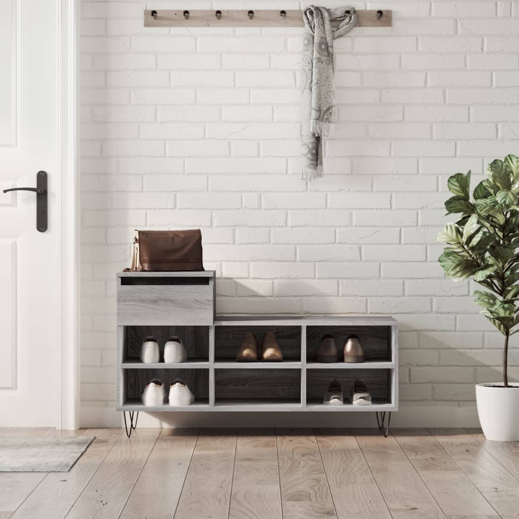 Étagère à chaussures gris Sonoma 102x36x60 cm en bois