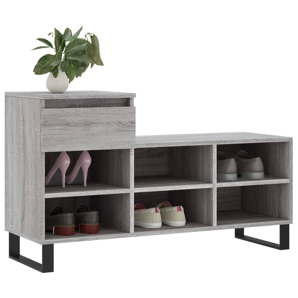 Étagère à chaussures gris Sonoma 102x36x60 cm en bois