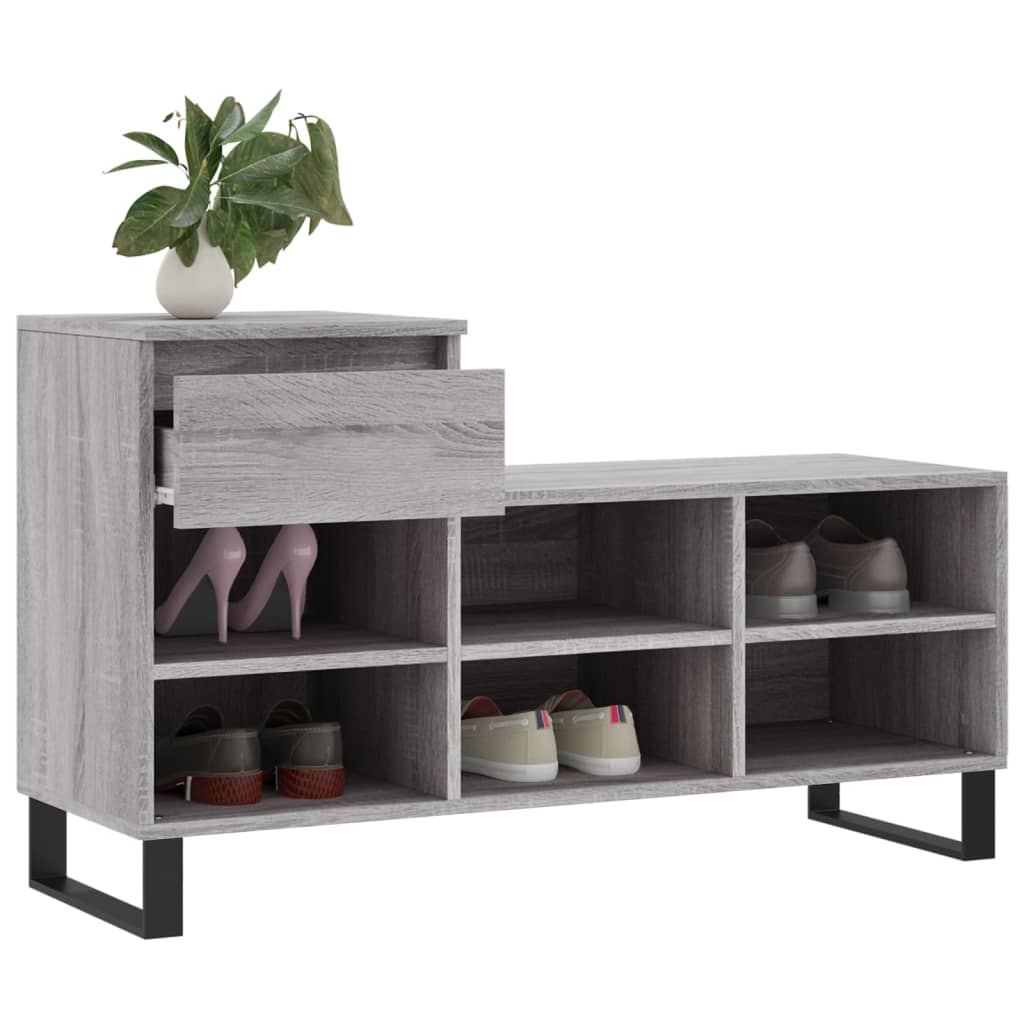 Étagère à chaussures gris Sonoma 102x36x60 cm en bois