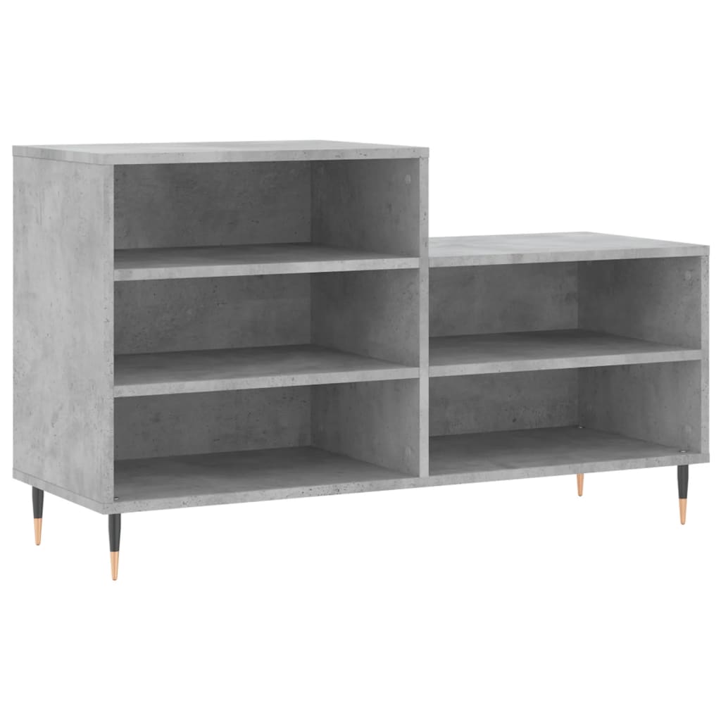 Étagère à chaussures gris béton 102x36x60 cm en bois