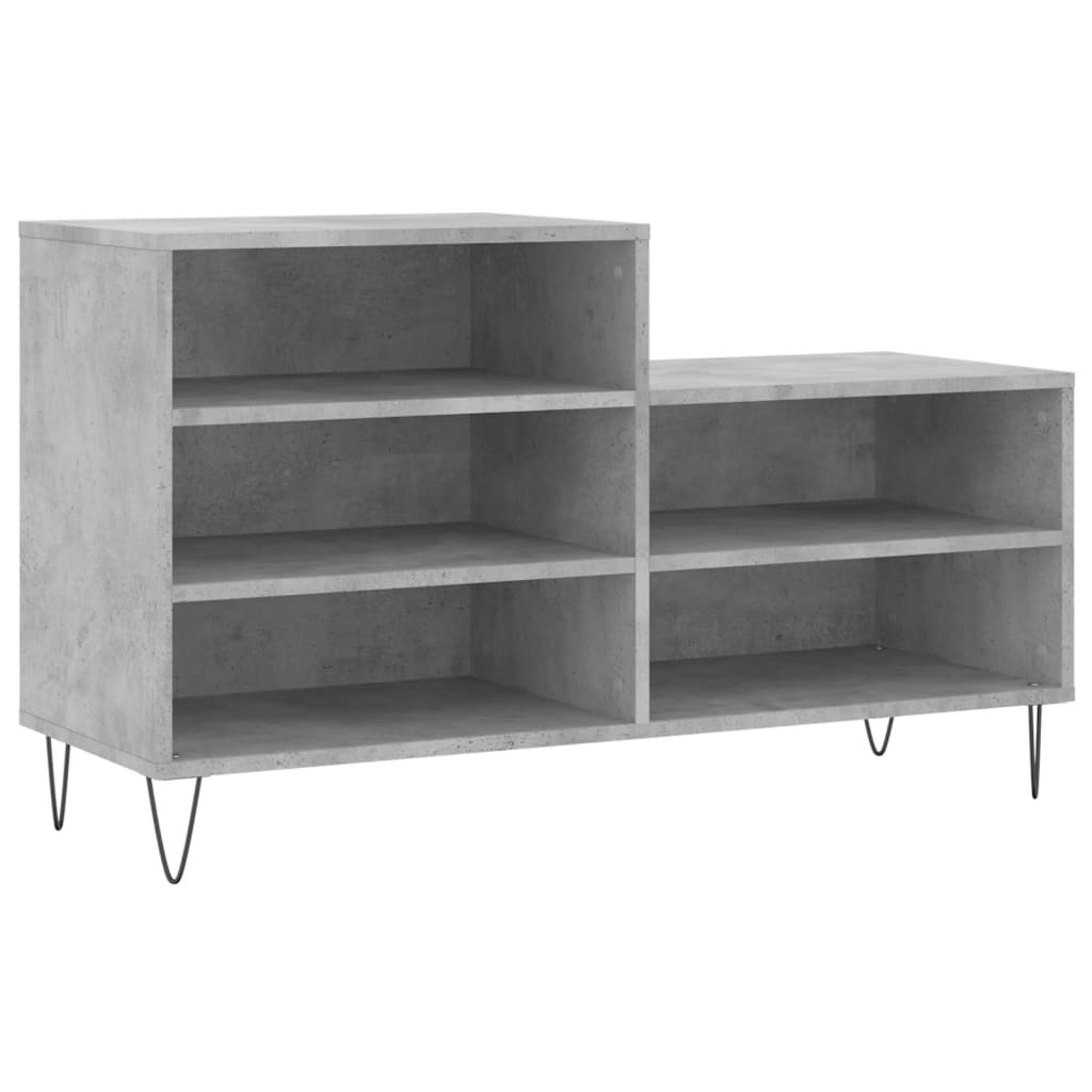Étagère à chaussures gris béton 102x36x60 cm en bois