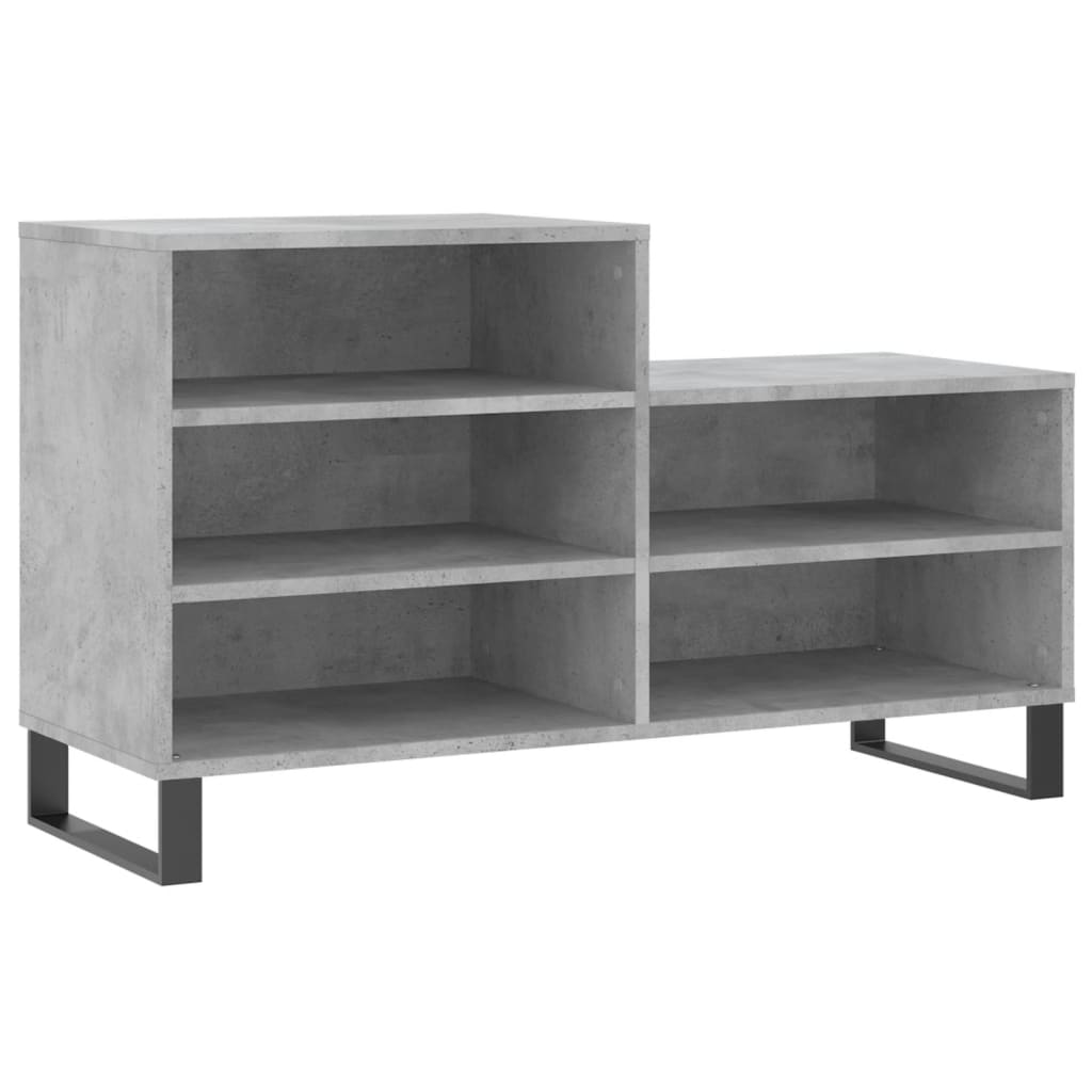 Étagère à chaussures gris béton 102x36x60 cm en bois