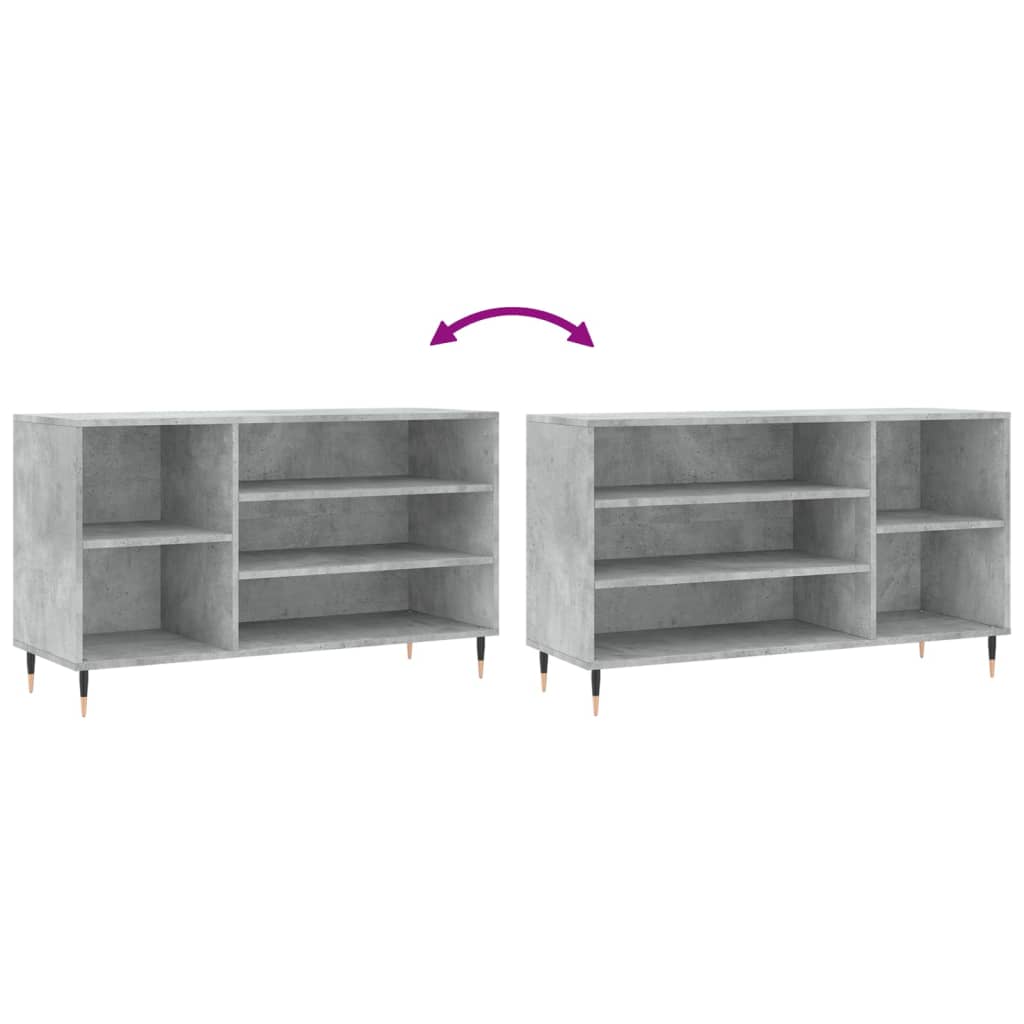Étagère à chaussures gris béton 102x36x60 cm en bois