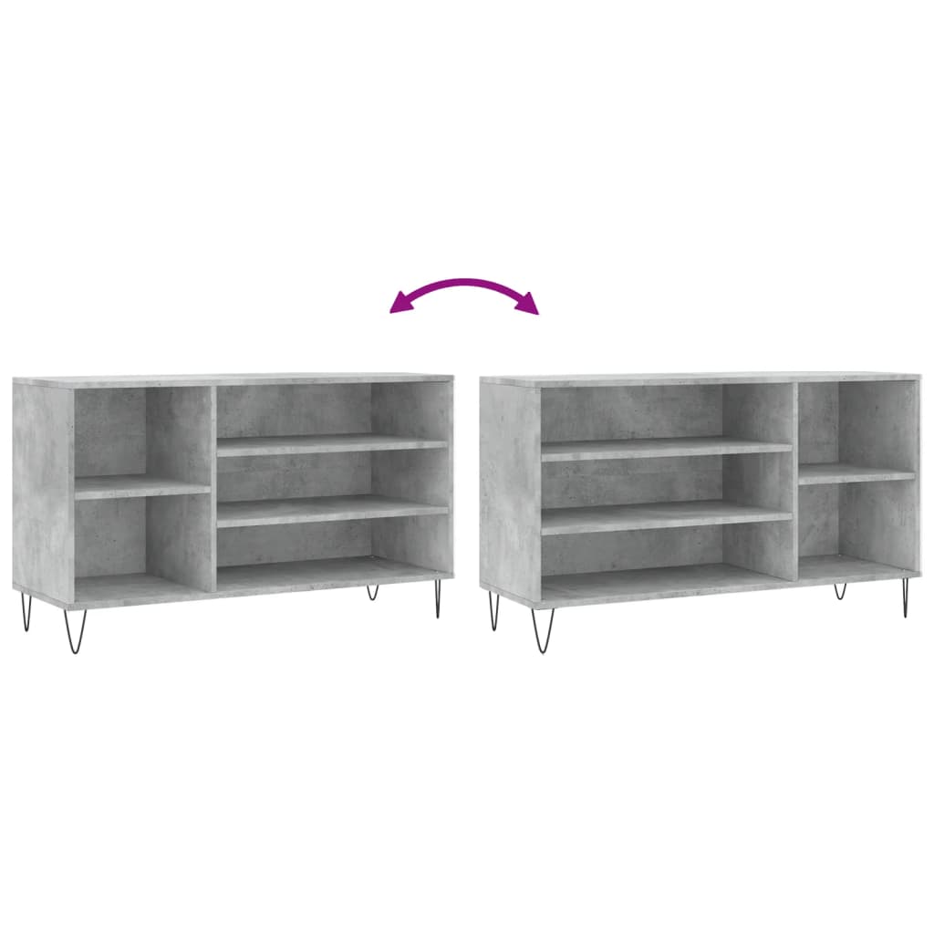 Étagère à chaussures gris béton 102x36x60 cm en bois