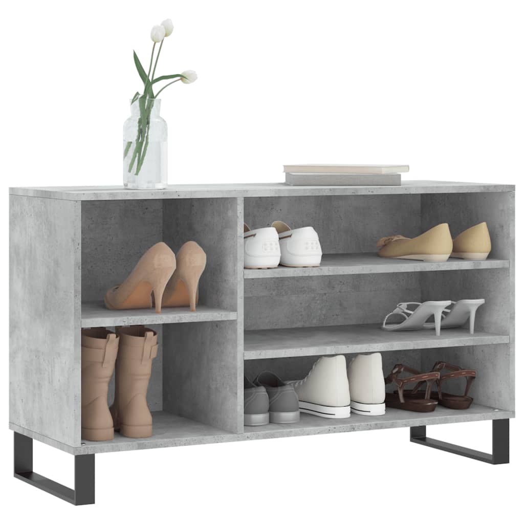 Étagère à chaussures gris béton 102x36x60 cm en bois