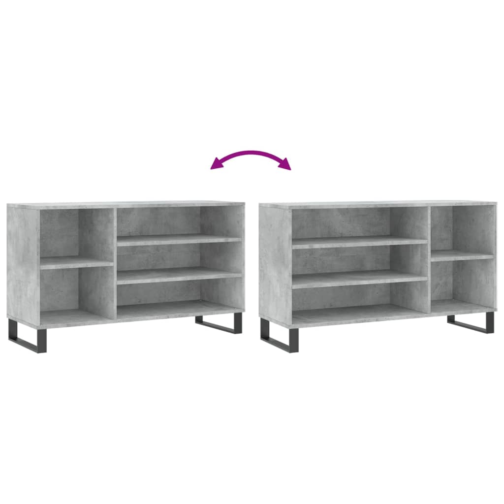 Étagère à chaussures gris béton 102x36x60 cm en bois