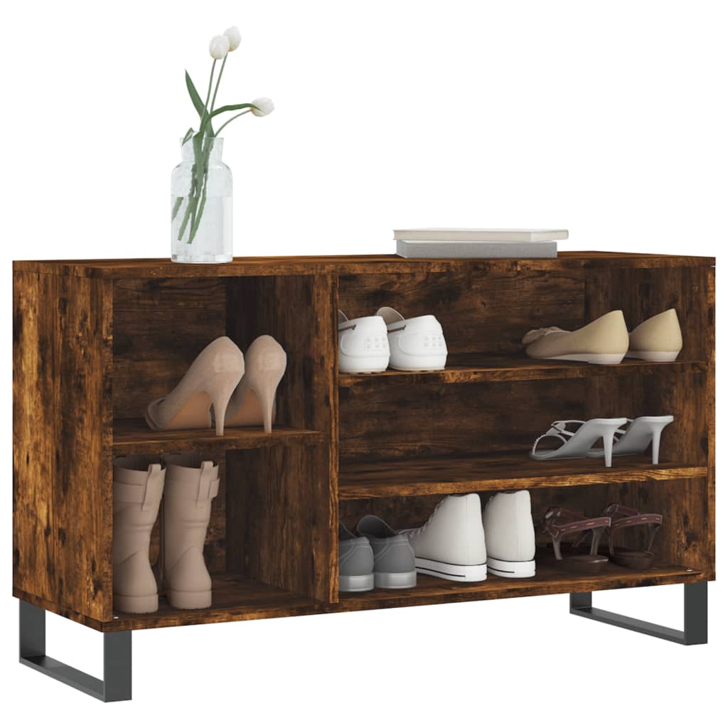 Shoe rack smoked oak 102x36x60 cm wood material
