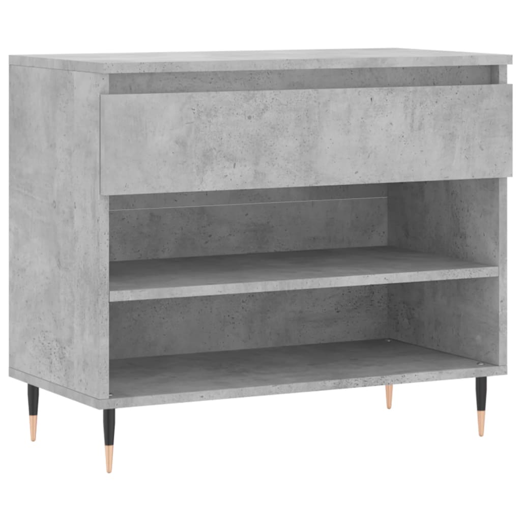 Étagère à chaussures gris béton 70x36x60 cm en bois
