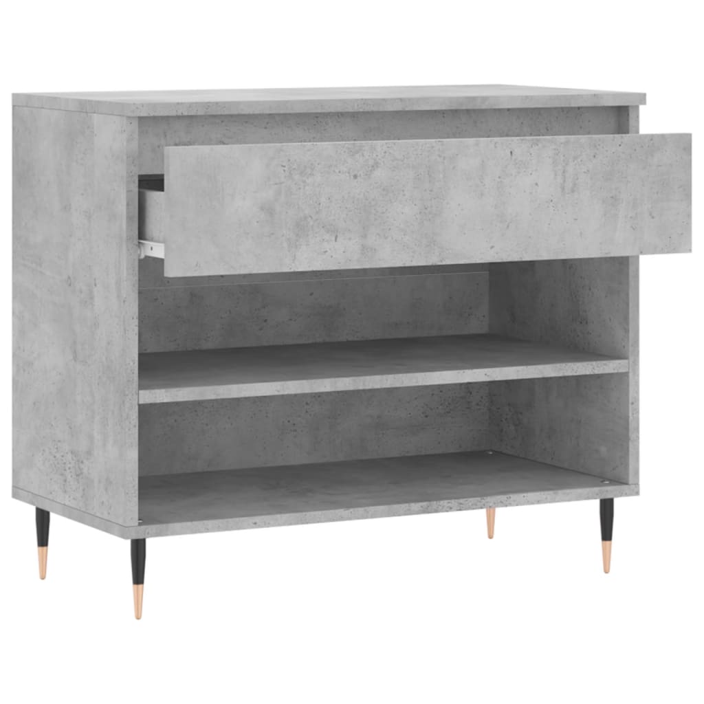 Étagère à chaussures gris béton 70x36x60 cm en bois