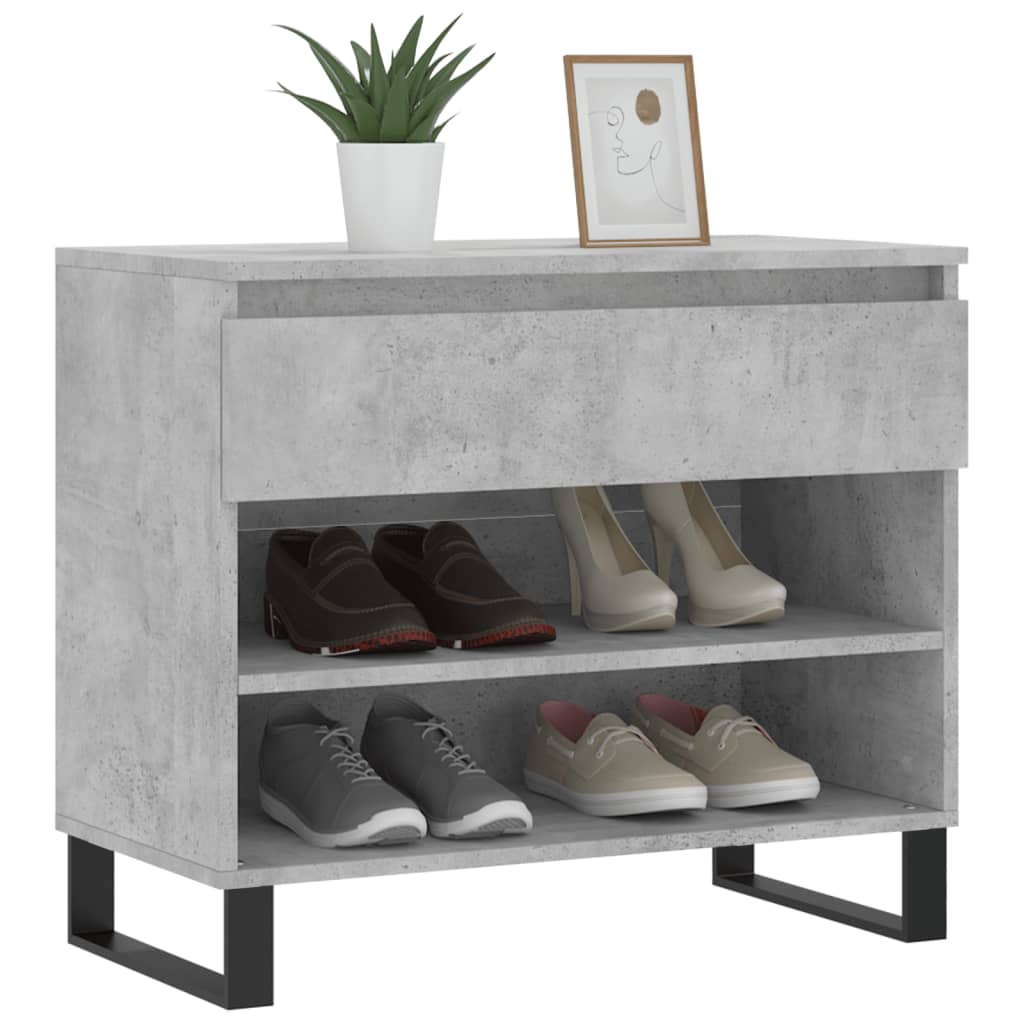 Étagère à chaussures gris béton 70x36x60 cm en bois