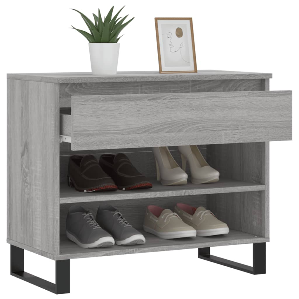 Étagère à chaussures gris béton 70x36x60 cm en bois