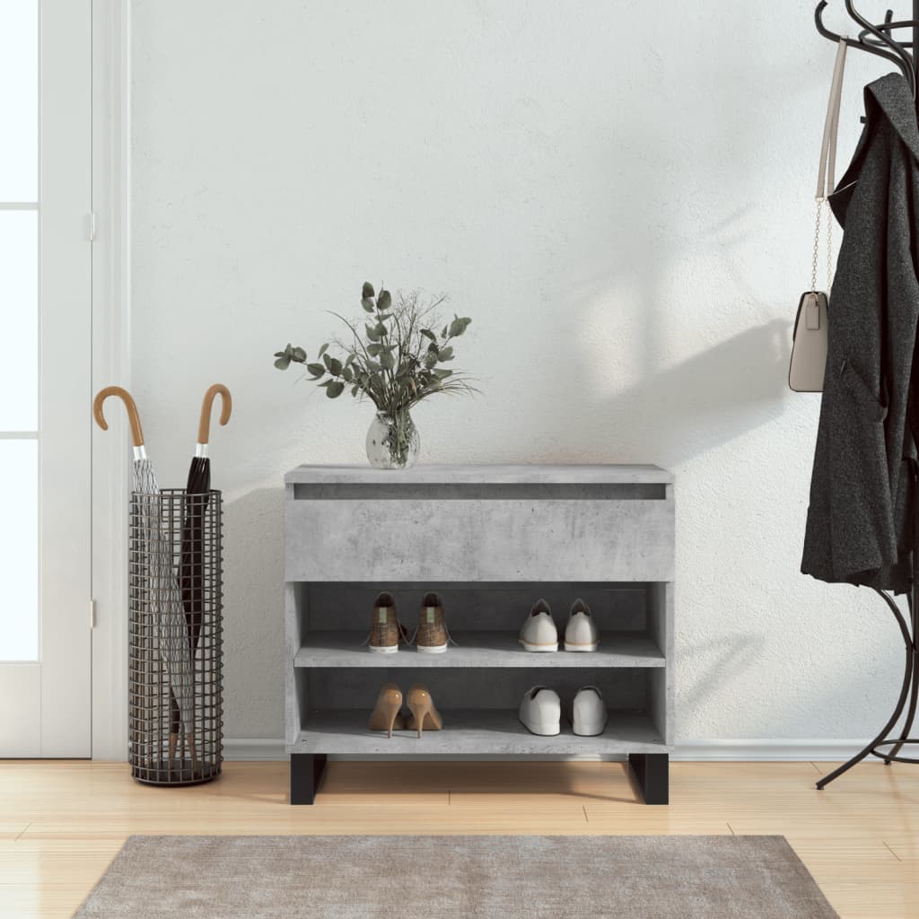 Étagère à chaussures gris béton 70x36x60 cm en bois