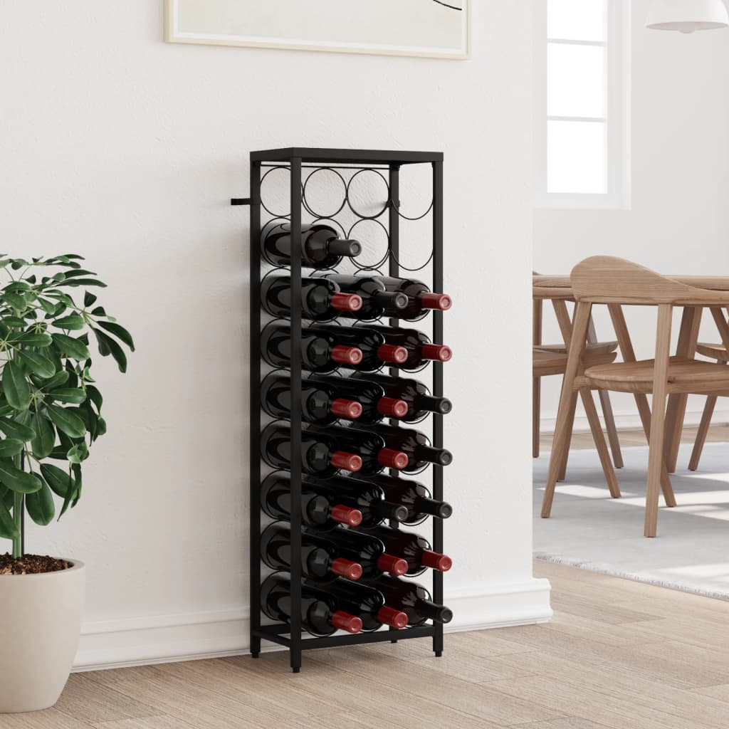 Casier à vin pour 27 bouteilles Noir 34x18x100 cm Fer forgé
