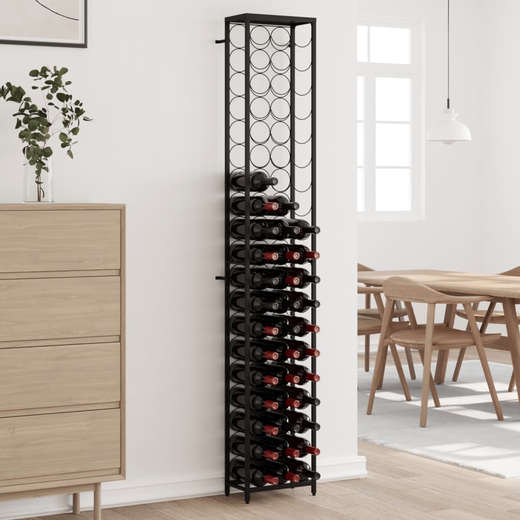 Casier à vin pour 57 bouteilles Noir 34x18x200 cm Fer forgé