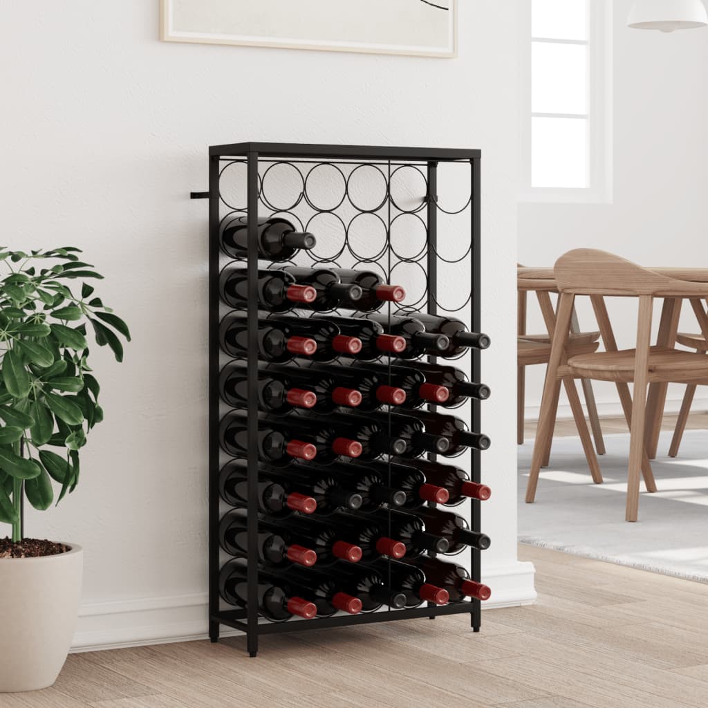 Casier à vin pour 45 bouteilles noir 54x18x100 cm fer forgé