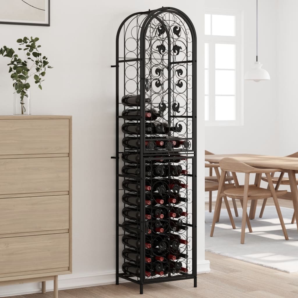 Wine rack for 73 bottles Black 45x36x200 cm Wrought iron