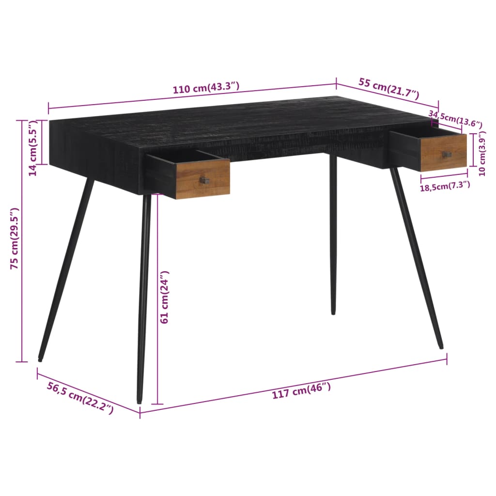 Desk 117x56.5x75 cm Recycled Solid Teak Wood