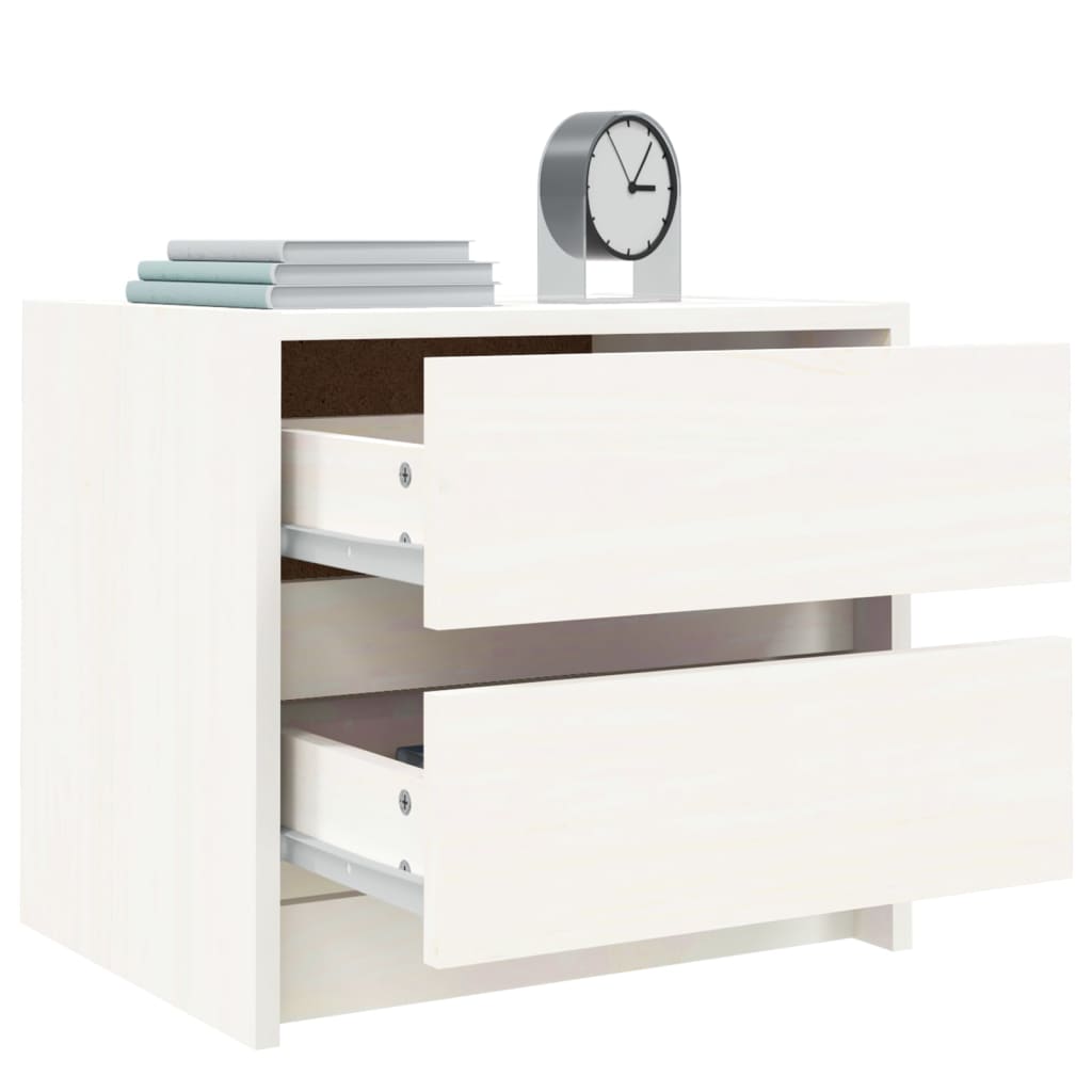 Bedside tables 2 pcs. White 40x31x35.5 cm solid pine wood