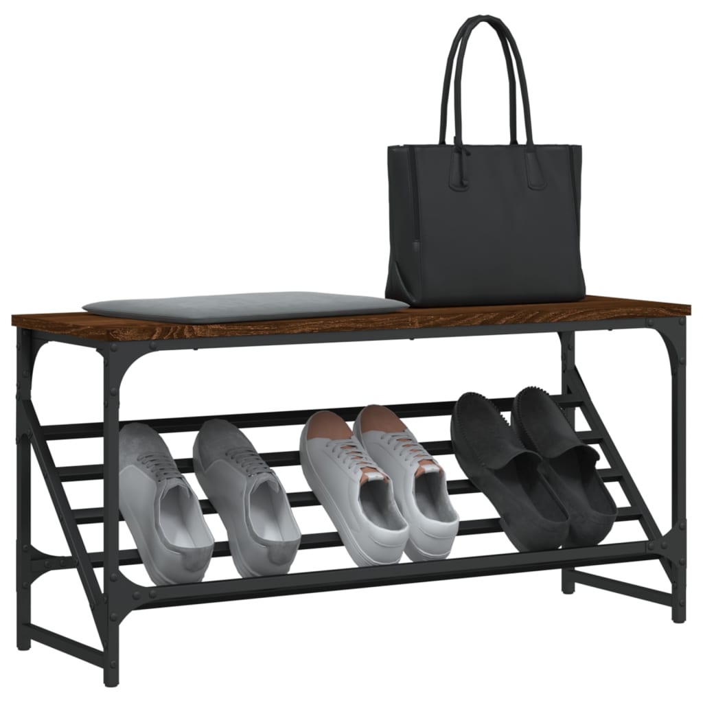 Étagère à chaussures aspect chêne marron 90x30x45 cm en bois