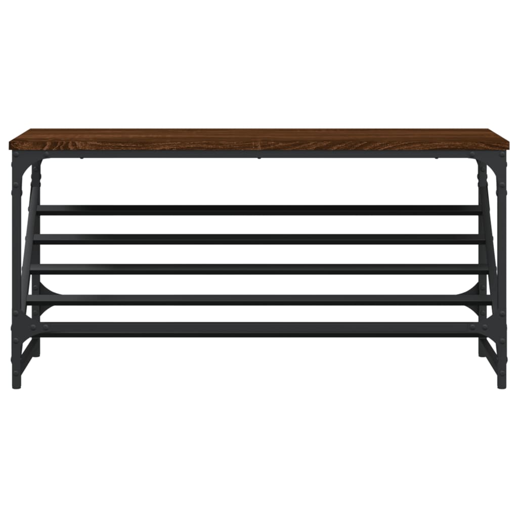 Étagère à chaussures aspect chêne marron 90x30x45 cm en bois