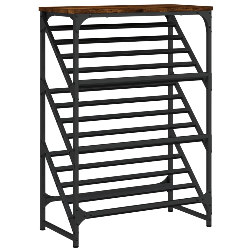 Shoe rack smoked oak 60x30x85 cm wood material