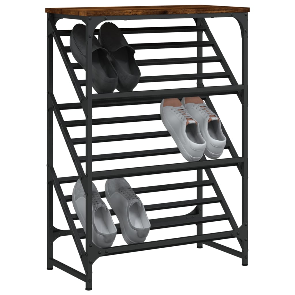 Shoe rack smoked oak 60x30x85 cm wood material