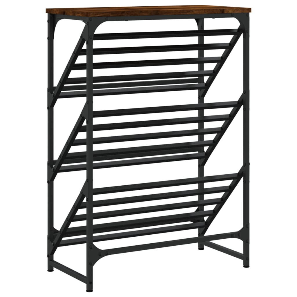 Shoe rack smoked oak 60x30x85 cm wood material