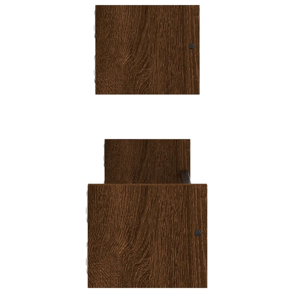 Wall shelves with rods 2 pcs. Brown oak look 60x16x14 cm