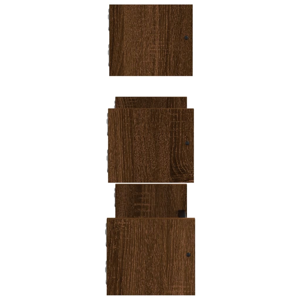 3-piece wall shelf set with rods brown oak wood material
