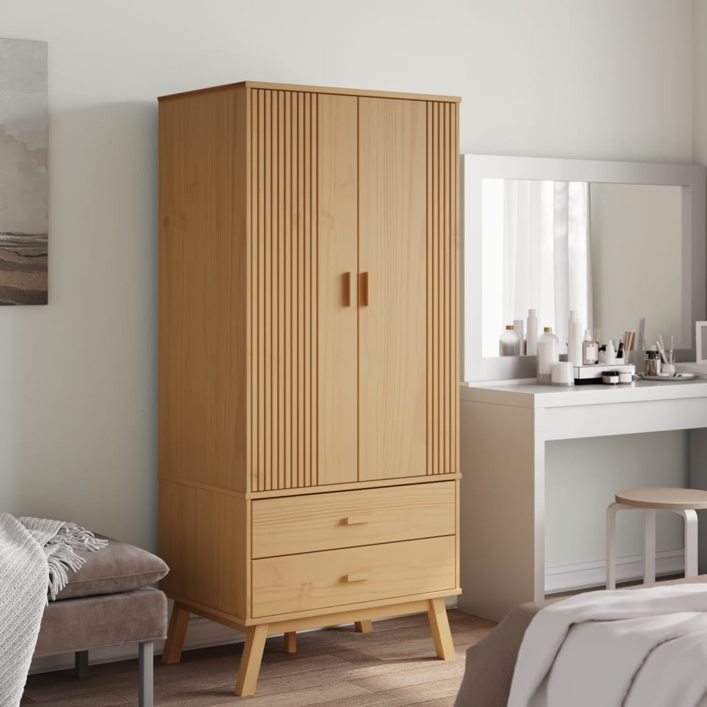 Wardrobe OLDEN Brown 76.5x53x172 cm solid pine wood