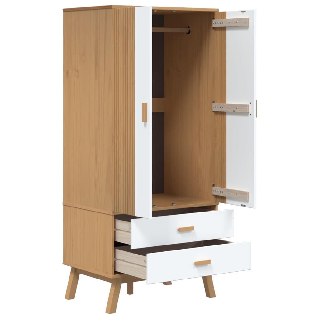 Wardrobe OLDEN White Brown 76.5x53x172cm Solid Pine